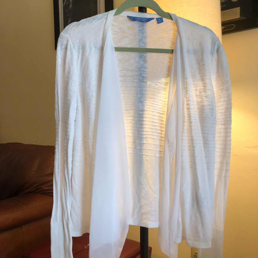 White Knit and Chiffon Sweater